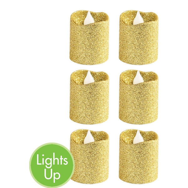 Led Votives - Gold Glitter