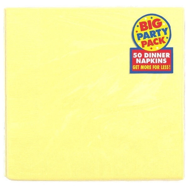 Light Yellow Big Party Pack 2-Ply Dinner Napkins, 50 Count