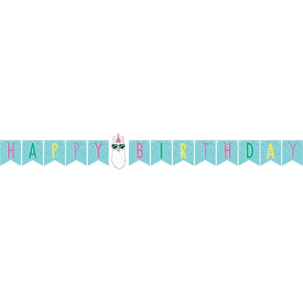 Llama Party Happy Birthday Banner