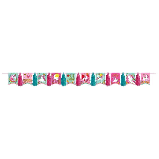 Magical Unicorn Glitter Pennant Tassel Garland