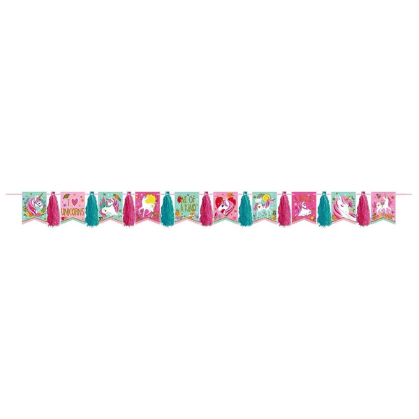 Magical Unicorn Glitter Pennant Tassel Garland