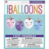 Make Your Own 12" Unicorn Balloon ACountivity Kit, 4 Count