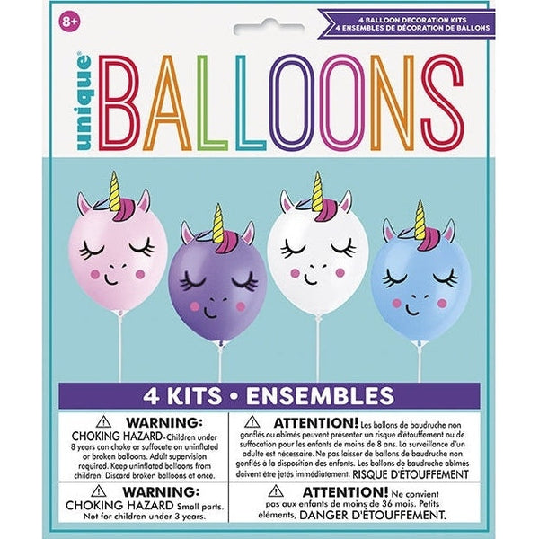 Make Your Own 12" Unicorn Balloon ACountivity Kit, 4 Count