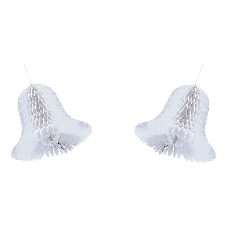 Medium White Bridal Honeycomb Bells 2 Count