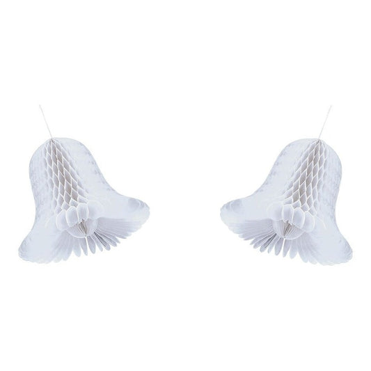 Medium White Bridal Honeycomb Bells 2 Count
