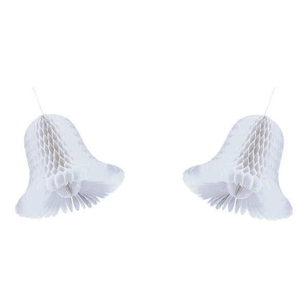 Medium White Bridal Honeycomb Bells 2 Count