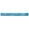 Metallic Happy Birthday Banner Blue W/Silver Gltrd Blue Ltrs