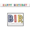 Metallic Happy Birthday Banner White W/Silver Gltrd AssToddler - Color Ltrs