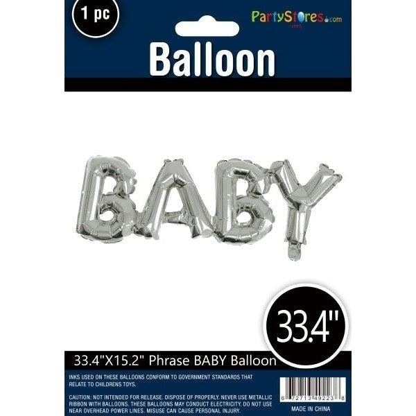 Mini Foil Balloon Banner Kit Baby Silver