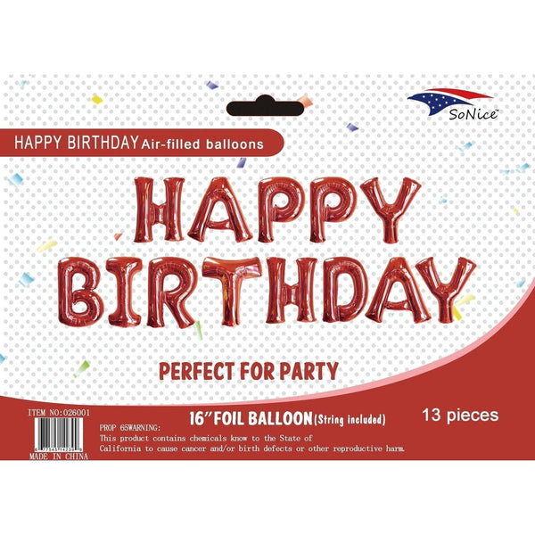 Mini Foil Balloon Banner Kit Happy Birthday Red