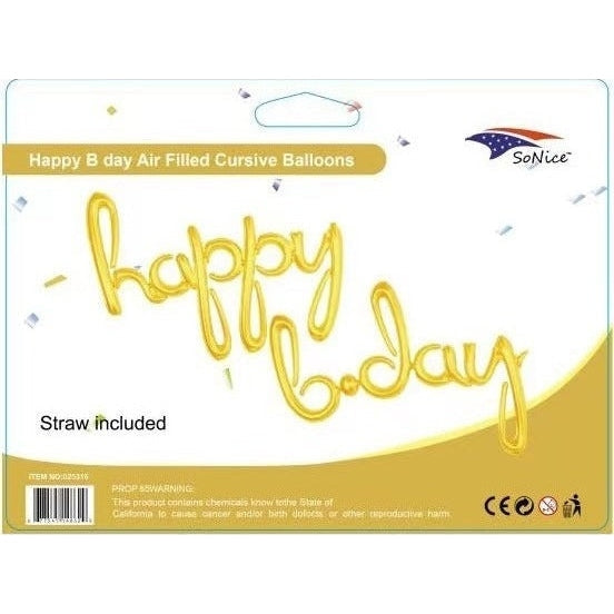 Mini Foil Balloon Banner Kit Happy Birthday Script Gold