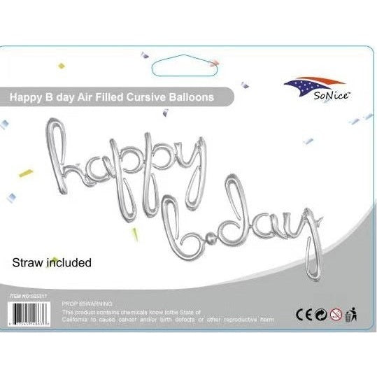 Mini Foil Balloon Banner Kit Happy Birthday Script Silver