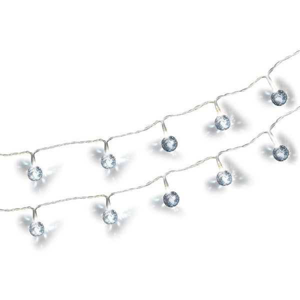Mini Globes Silver Mercury Battery Operated Led String Lights