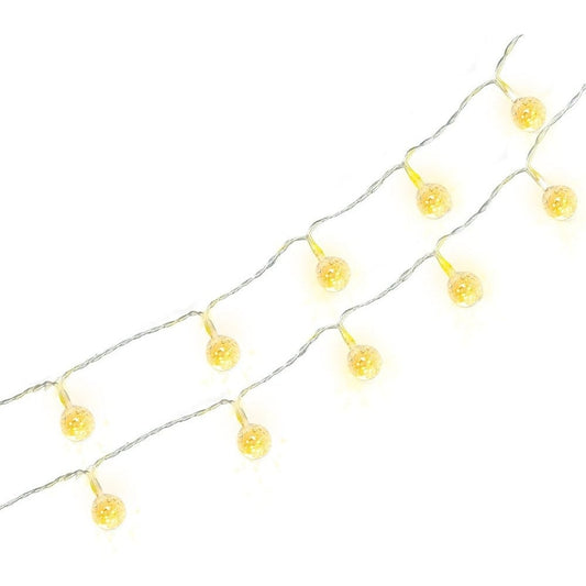 Mini Globes White Crackle Battery Operated Led String Lights