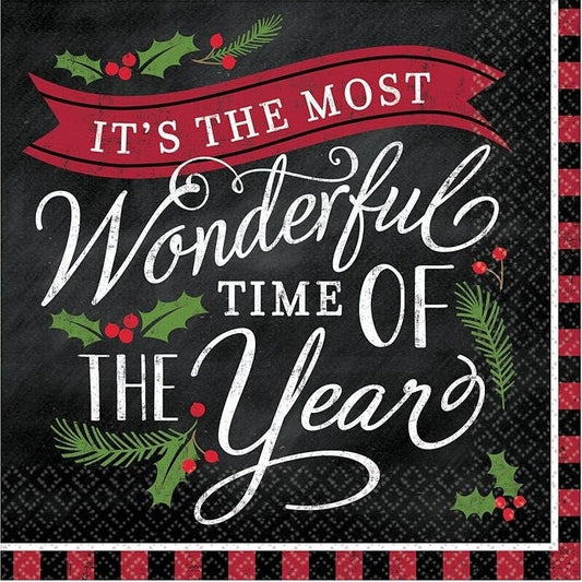 Most Wonderful Time Beverage Napkins - Mid Count