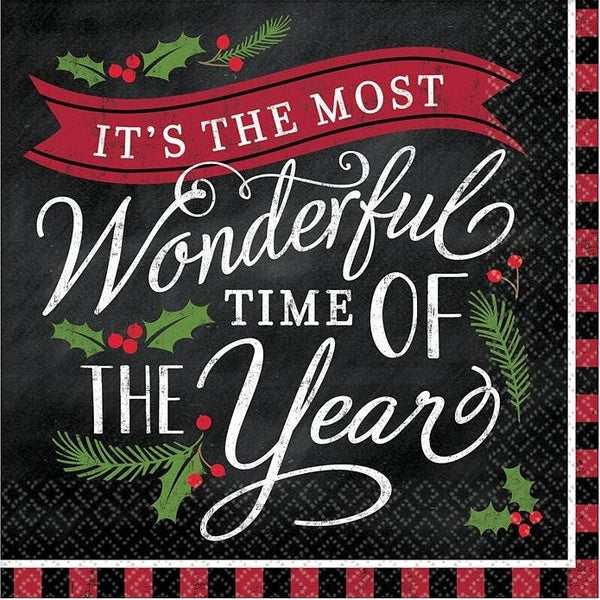Most Wonderful Time Beverage Napkins - Mid Count