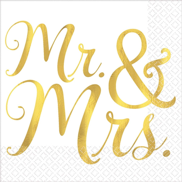 Mr. & Mrs. Hot Stamp Beverage Napkins
