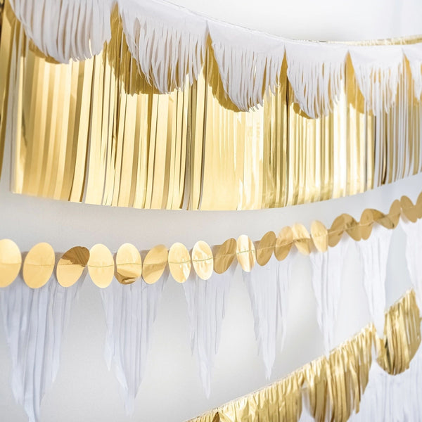 Multi Shape Fringe Banner Kit - White And Gold