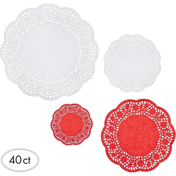 Multipack Doilies - Red & White Paper