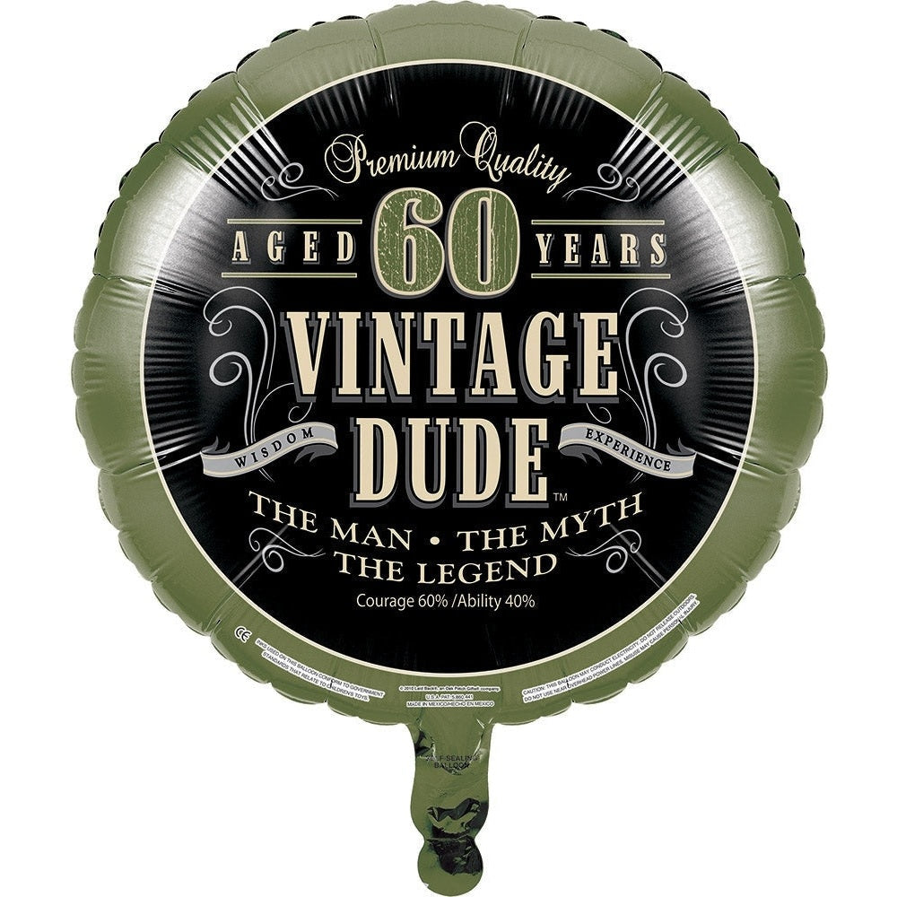 Vintage Dude 60Th Birthday Mylar Balloon