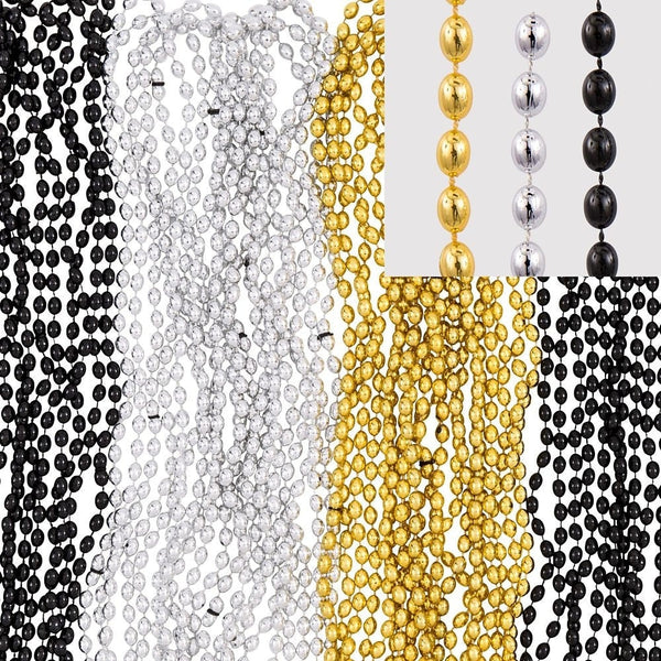 Bead Necklace - Black, Silver, Gold