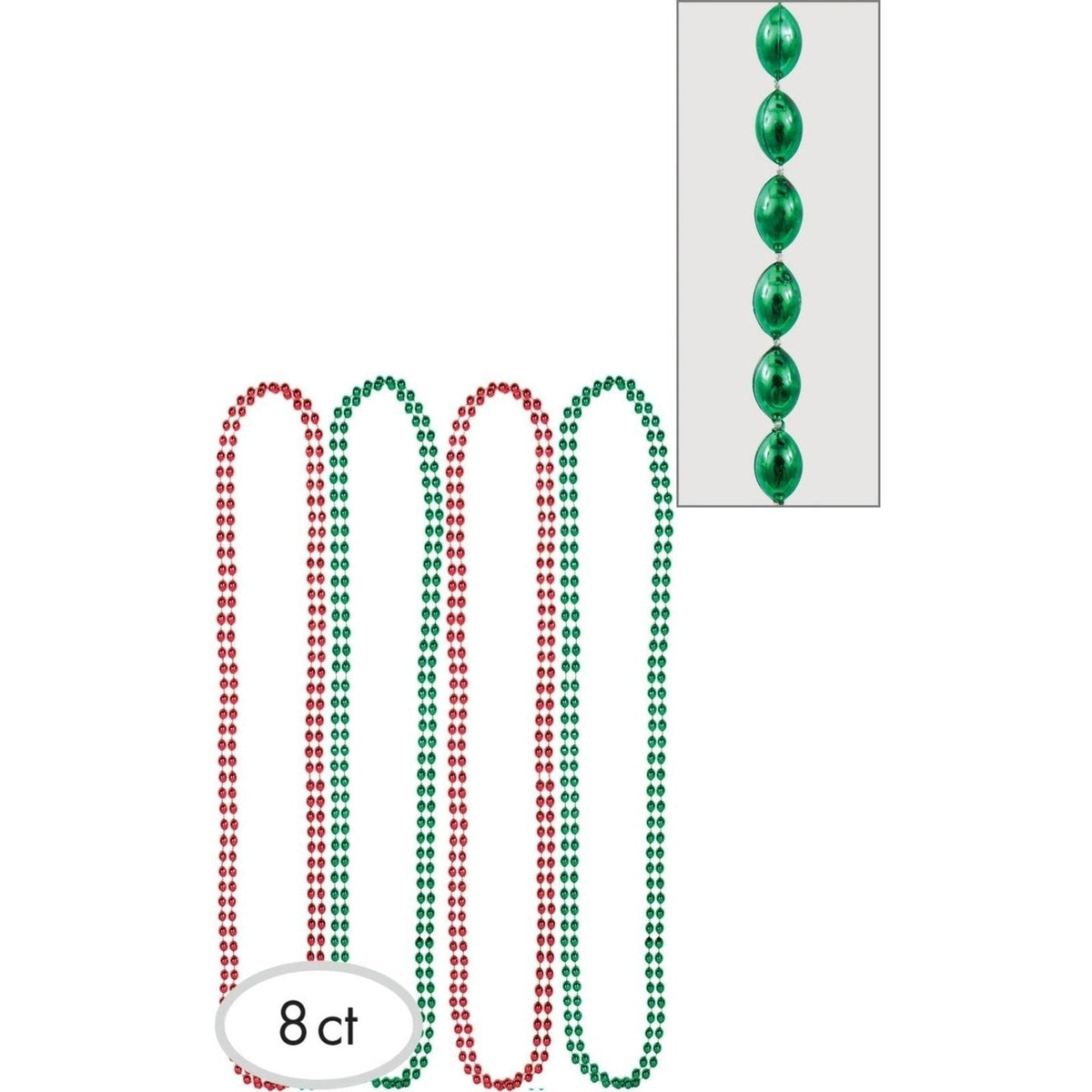 Christmas Bead Necklace Set - Red/Green