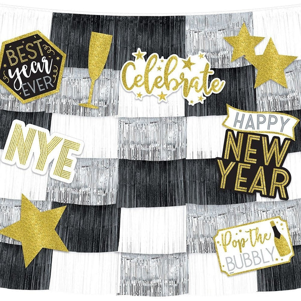 New Year's Fringe Backdrop W/Cutouts