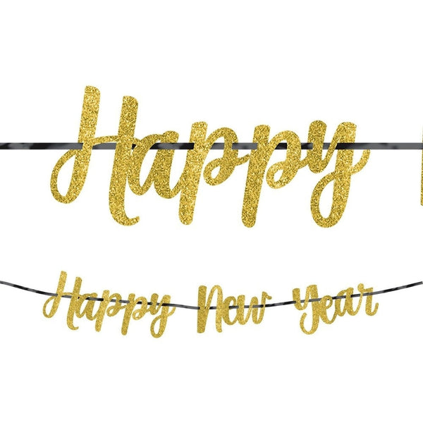 New Year's Ribbon Letter Banner - Gold