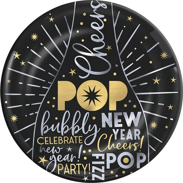 New Year's Round Coupe Platter, Hot-Stamped Plastic