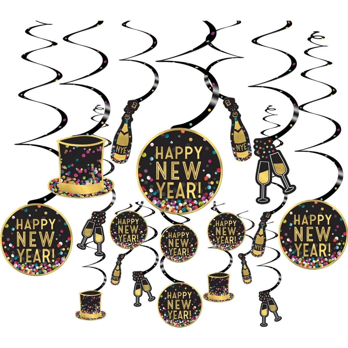 New Years Swirls - Colorful Confetti