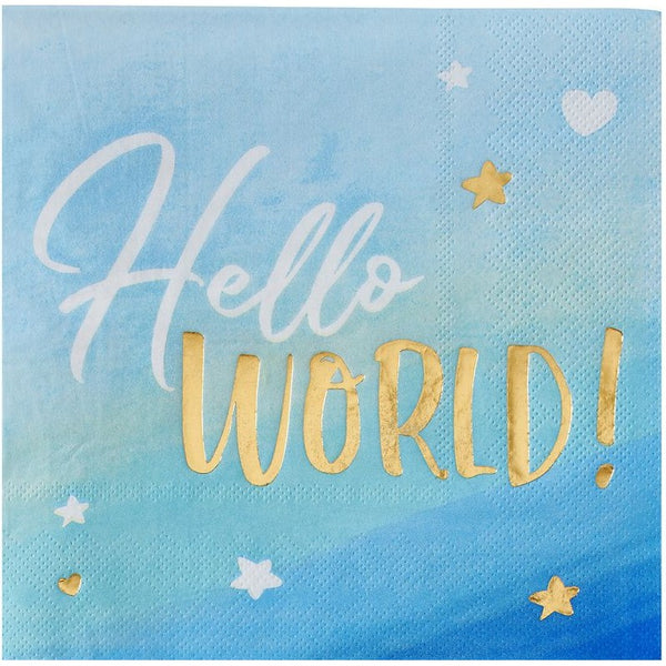 Oh Baby Blue Luncheon Napkins - Hot-Stamped