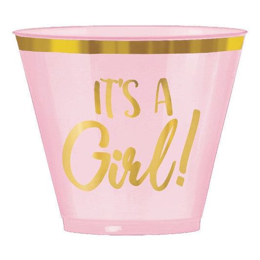 Oh Baby Girl Hot-Stamped Plastic Tumblers, 9 Oz.
