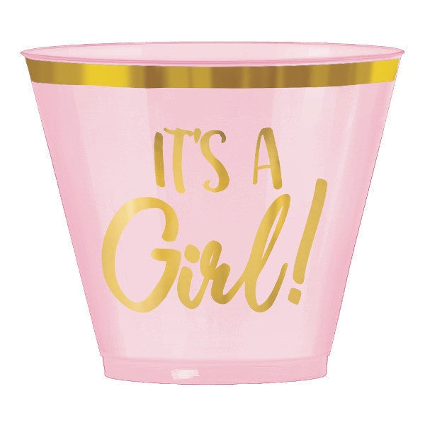 Oh Baby Girl Hot-Stamped Plastic Tumblers, 9 Oz.