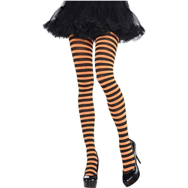 Orange/Black Striped Tights - Adult Standard