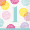 Pink Dots 1St Birthday Beverage Napkins, 16 Count