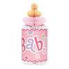 Pink Dots Baby Shower Bottle Shaped Honeycomb Decoration, 12''