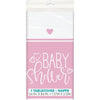 Pink Hearts Baby Shower ReCountangular Plastic Table Cover, 54" X 84"
