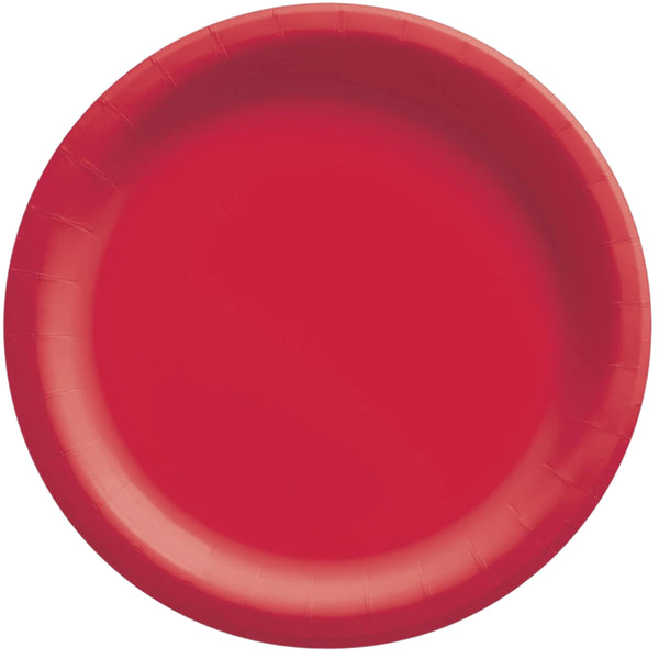 8 1/2" Round Paper Plates, 50 Count. - Apple Red