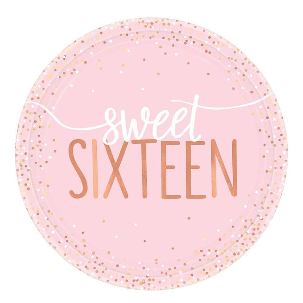 Blush Sixteen Foil Round Plates, 7"