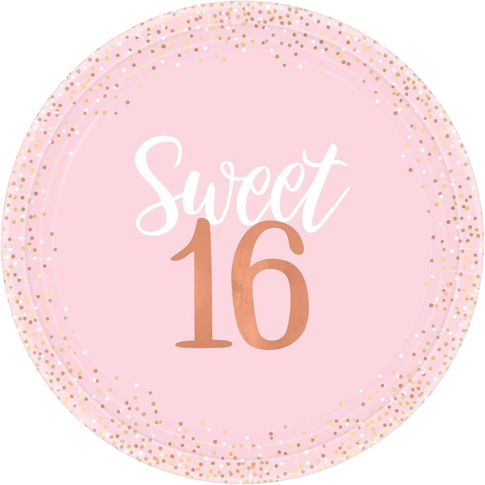 Blush Sixteen Foil Plates, 10 1/2"