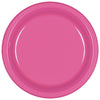 Bright Pink Plastic Plates, 9"
