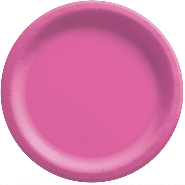 8 1/2" Round Paper Plates, 50 Count. - Bright Pink