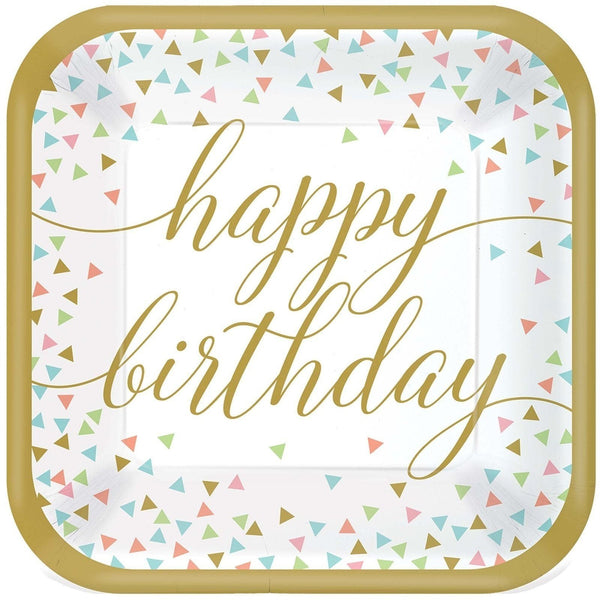 Confetti Fun Square Plates, 9"