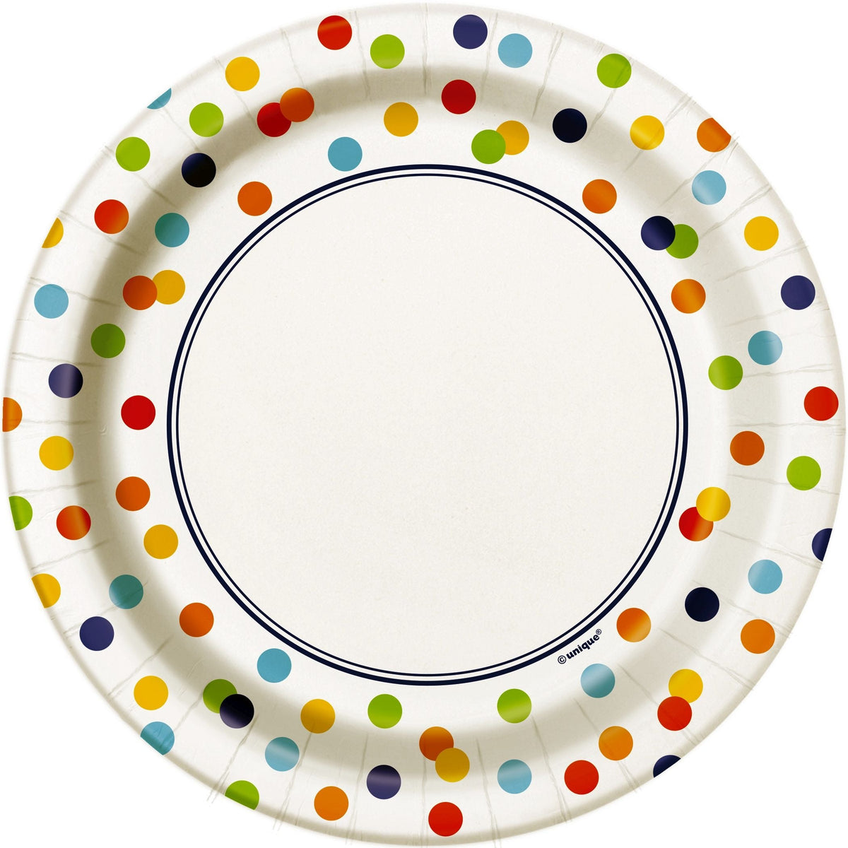 Rainbow Polka Dots Round 7" Dessert Plates, 8 Count