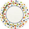 Rainbow Polka Dots Round 7" Dessert Plates, 8 Count