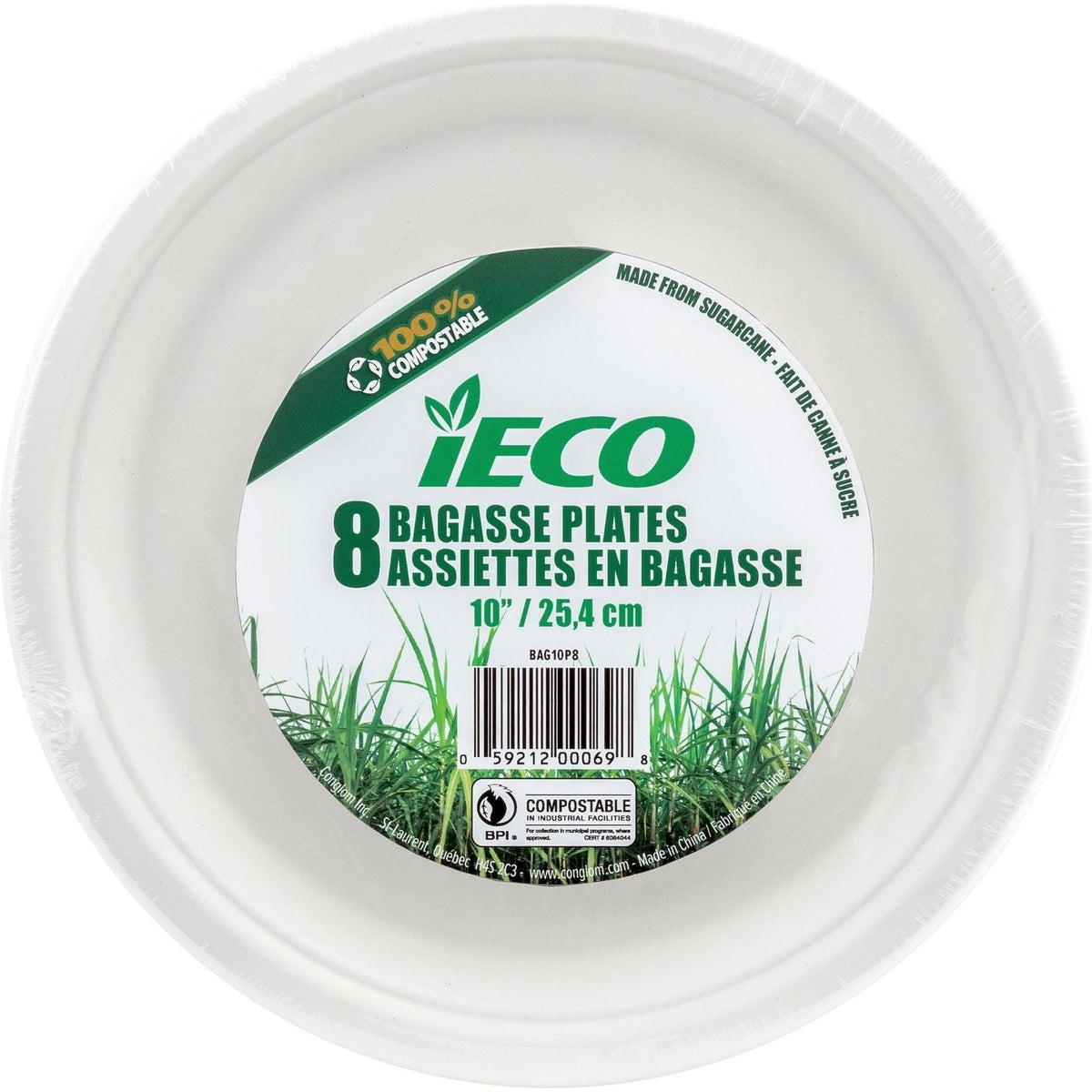 Eco Friendly 10" Plate - Eco Bagasse, 8 Count