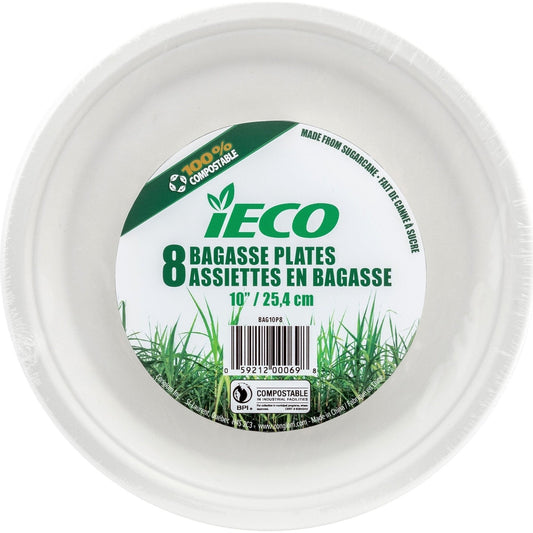 Eco Friendly 10" Plate - Eco Bagasse, 8 Count