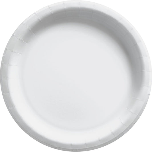6 3/4" Round Paper Plates, 50 Count. - Frosty White
