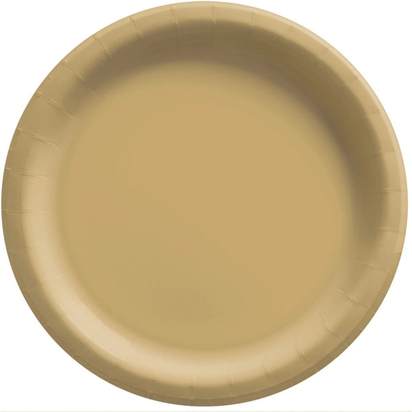 10" Round Paper Plates, 50 Count. - Gold