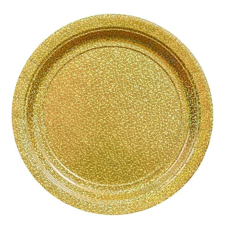 Round Prismatic Plates, 7" - Gold